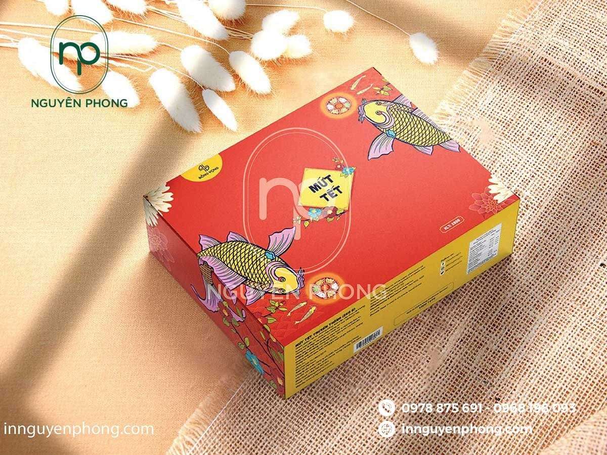 Hộp mứt Tết thiết kế đơn giản ấn tượng
